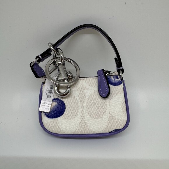 Coach Mini Nolita Bag Charm In Signature Canvas With Blueberry Print CR498 - Picture 2 of 6